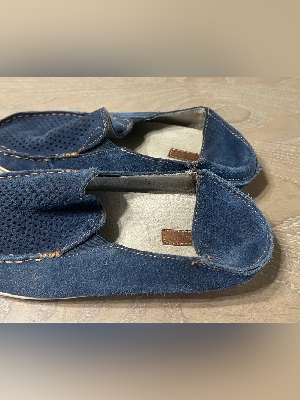OluKai Nohea Perf Slip On Loafers BLUE & BROWN size 7 LOT - Picture 6 of 14